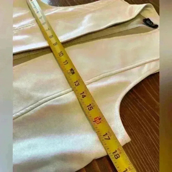 Faux Leather Mixed Media Off-white vest layered raw hem fabric peplum Size S - Picture 6 of 7